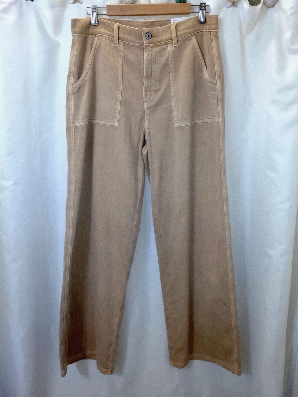 NWT American Eagle Tan Baggy Stretch Super High Rise Wide-Leg Utility Pants